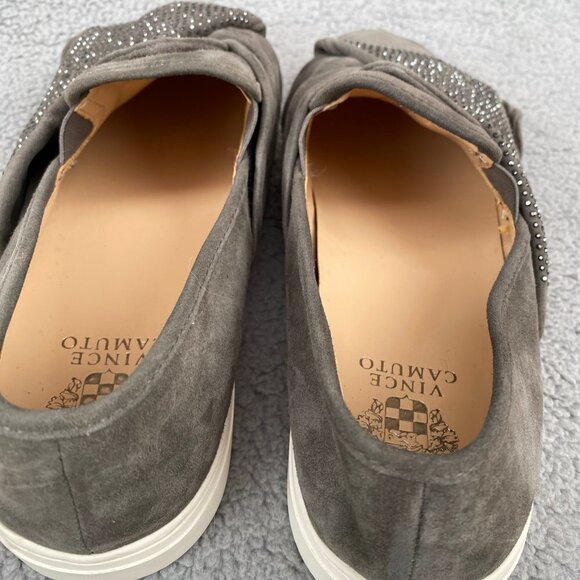 Vince Camuto Barita Grey Suede Leather Slip On Sneakers Sz 10 W - Picture 5 of 12